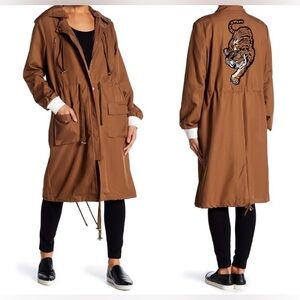 NWT Endless Rose Women's Tiger Patch Embroidered Oversized Parka Size Medium